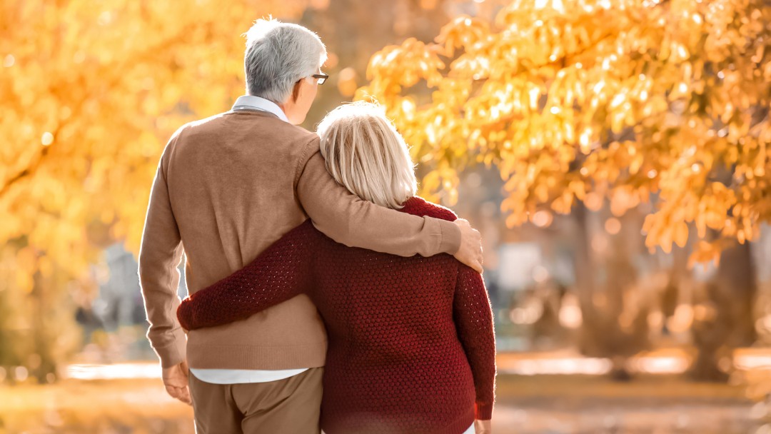 Elderly Couple with Autumn Background | Pondering preventing Falls in Seniors | All Seasons Homecare